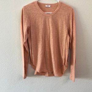 Wilt new peach  l/s slub mix rib panels raw shirttail